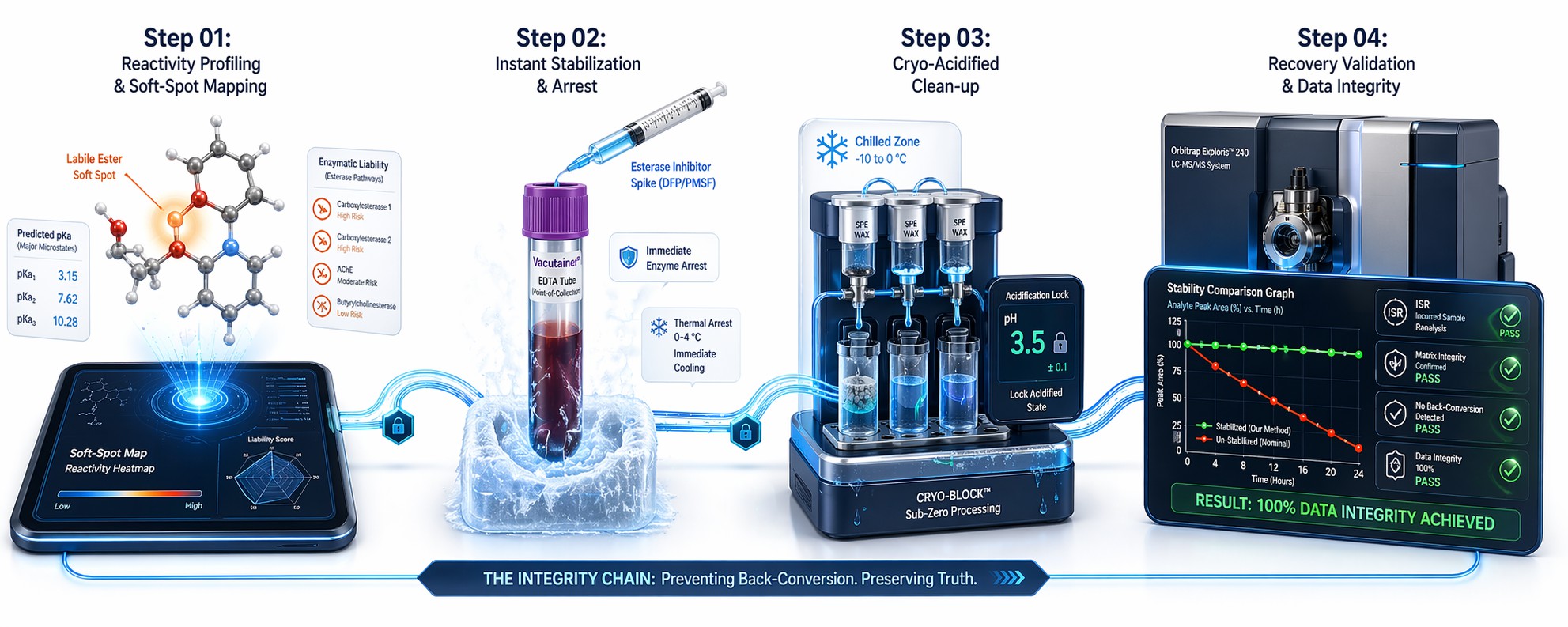 Workflow of ex vivo stabilization and LC-MS/MS bioanalysis for labile drug compounds